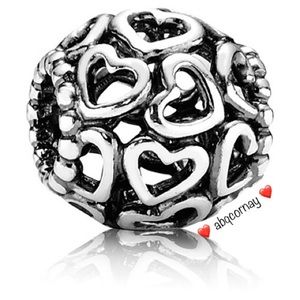 EUC Pandora 790964 Sterling Silver Open Your Heart Openwork Charm